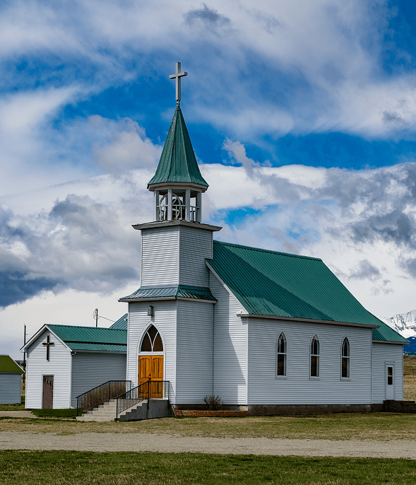 Small chapel in open landscape