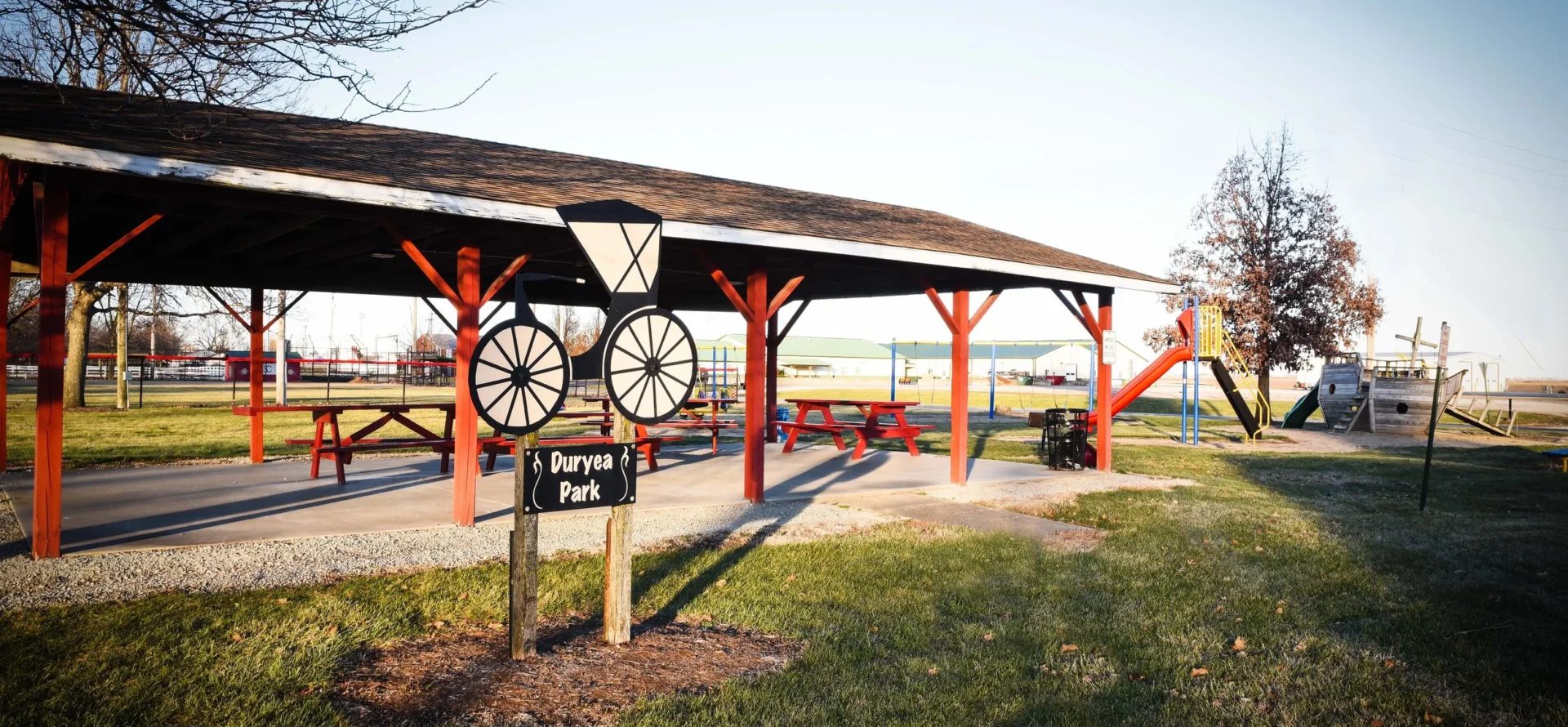 Playground and pavilion at park