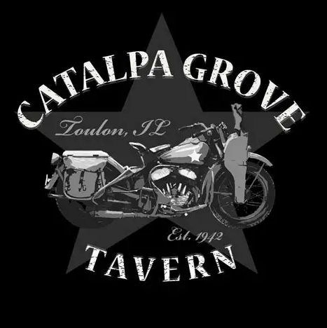 Vintage motorcycle logo for Catalpa Grove Tavern