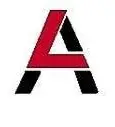 Stylized red and black letter A logo