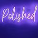 Purple neon sign reading "Polished"