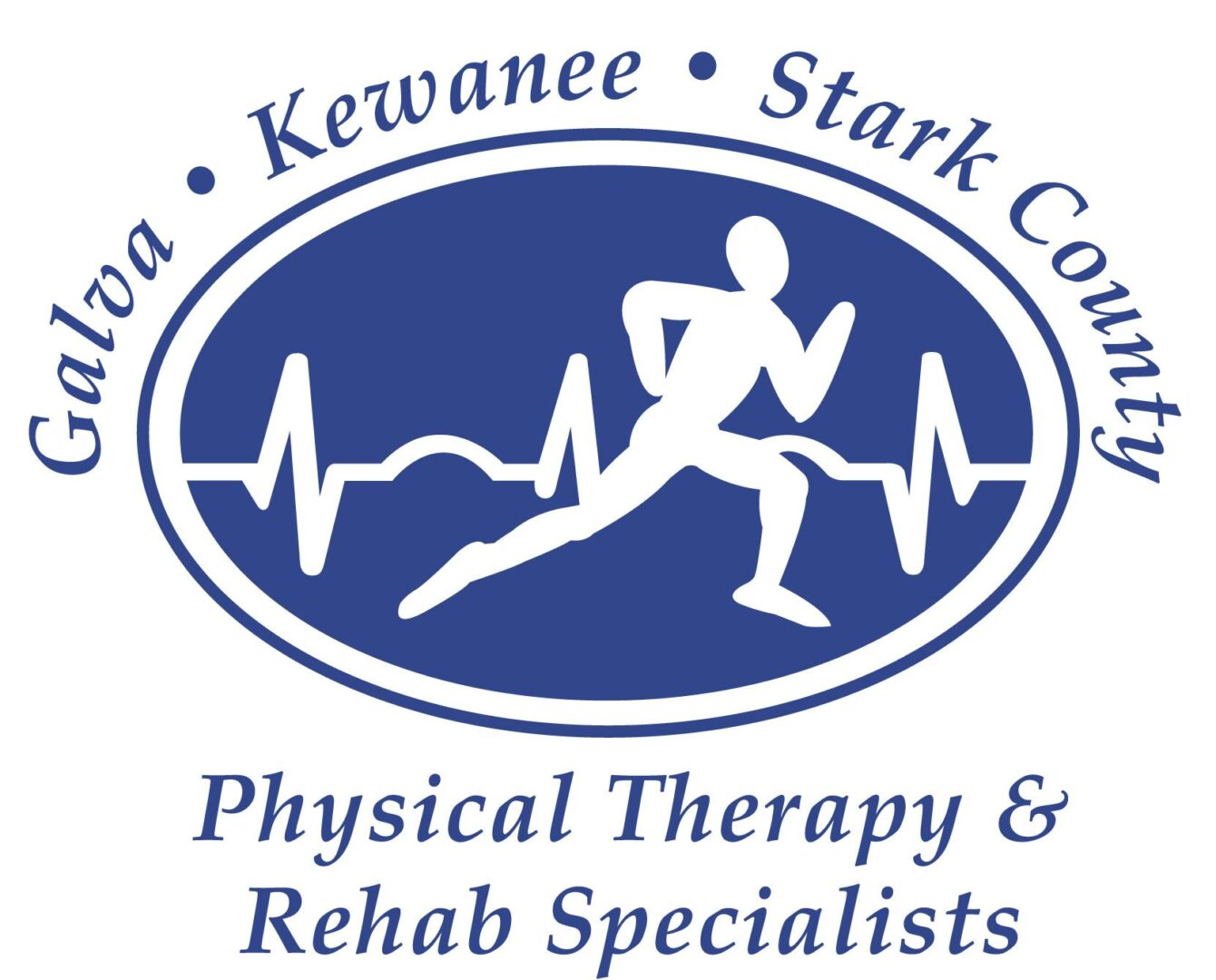 Runner and heartbeat logo for physical therapy
