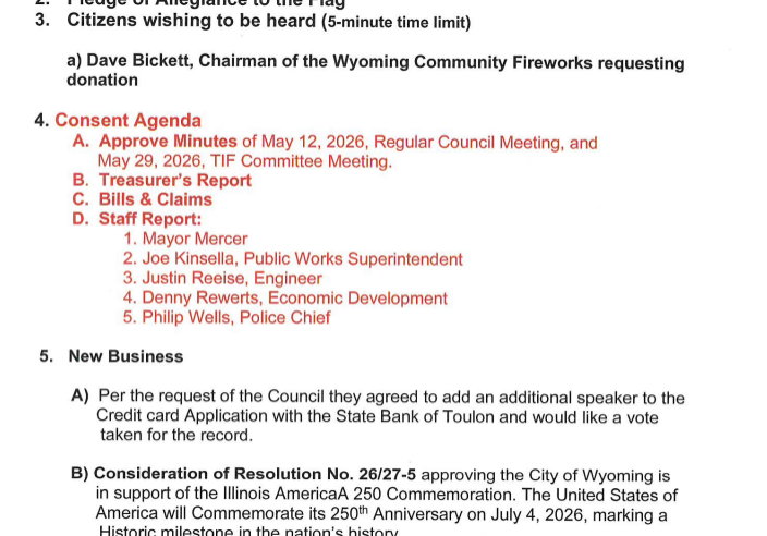 City of Wyoming council meeting agenda